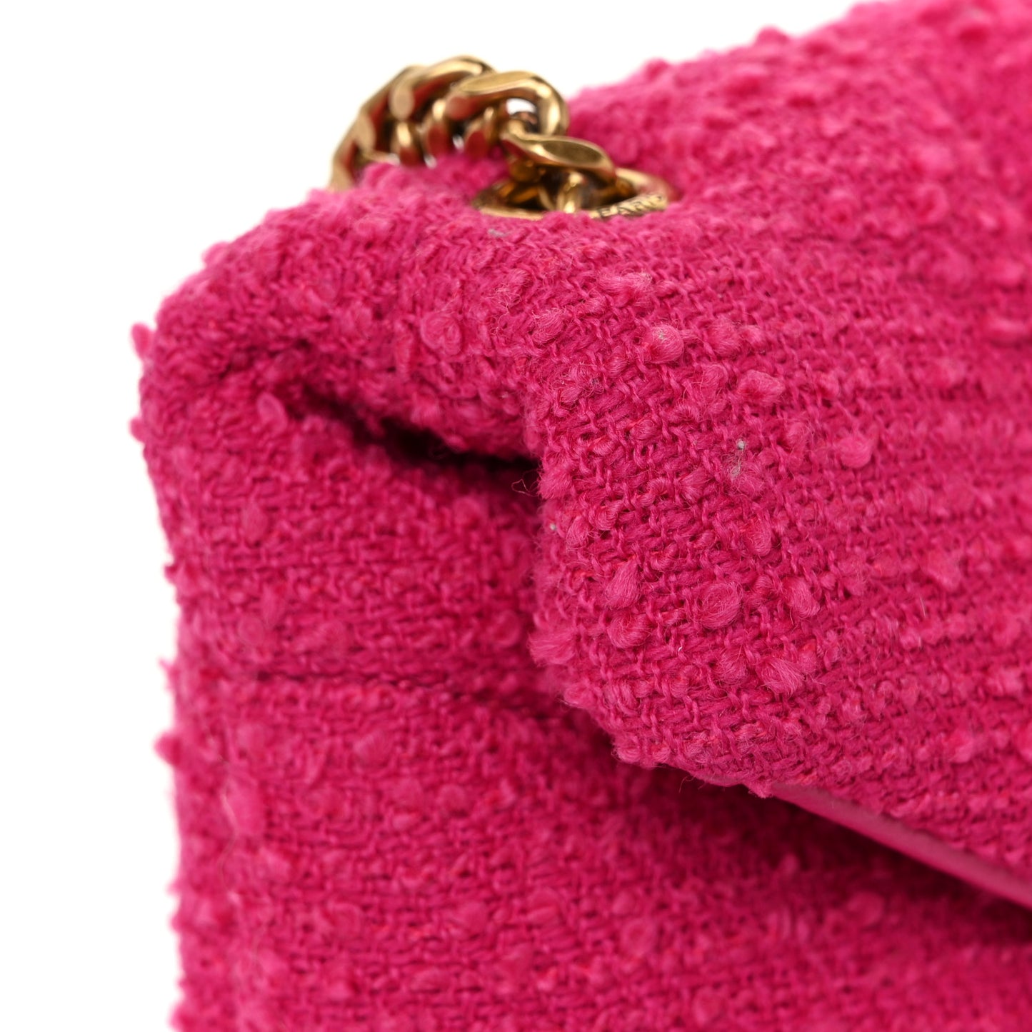 Boucle Tweed Quilted Toy Loulou Puffer Monogram Chain Satchel Magenta