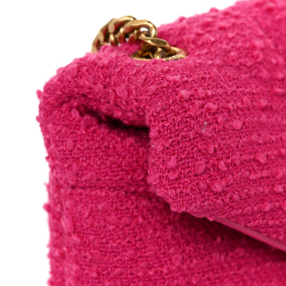 Saint Laurent Boucle Tweed Quilted Toy Loulou Puffer Monogram Chain Satchel Magenta 11 of 13