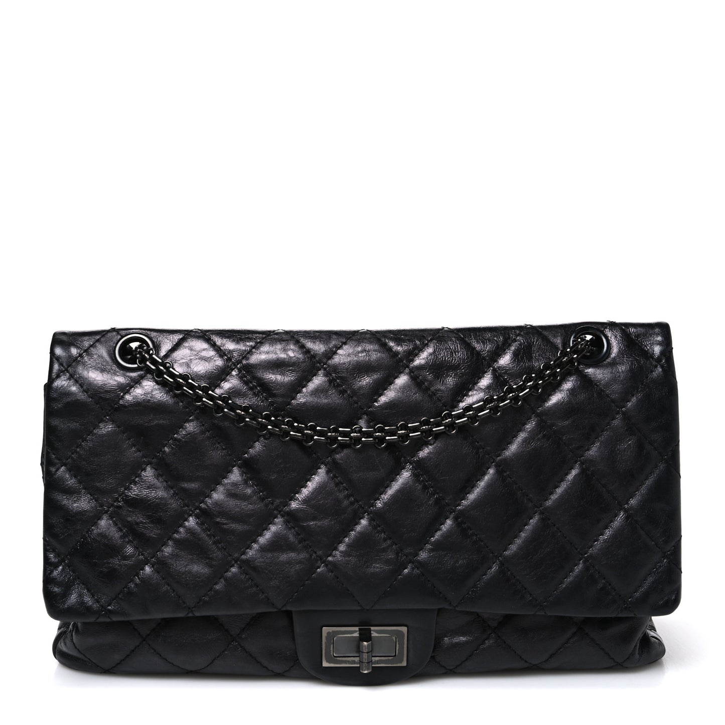 Metallic Aged Calfskin Quilted 2.55 Reissue 227 Flap So Black