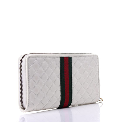 Gucci Calfskin Web Trapuntata GG Zip Around Wallet Off White 3 of 8