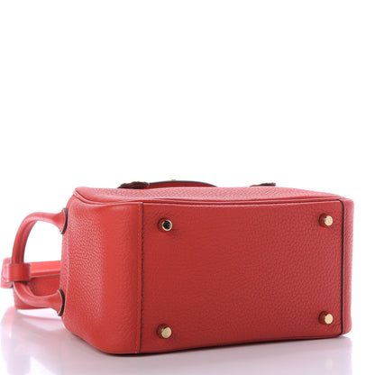 Hermes Taurillon Clemence Mini Lindy 20 Rouge De Coeur 4 of 9