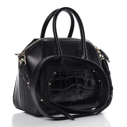Givenchy Calfskin Crocodile Embossed Mini Antigona Black 2 of 12