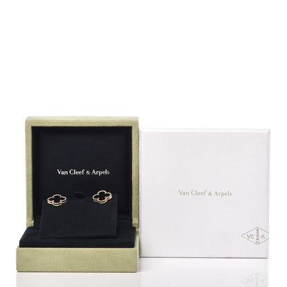 Van Cleef & Arpels 18K Yellow Gold Black Onyx Vintage Alhambra Earrings 5 of 5