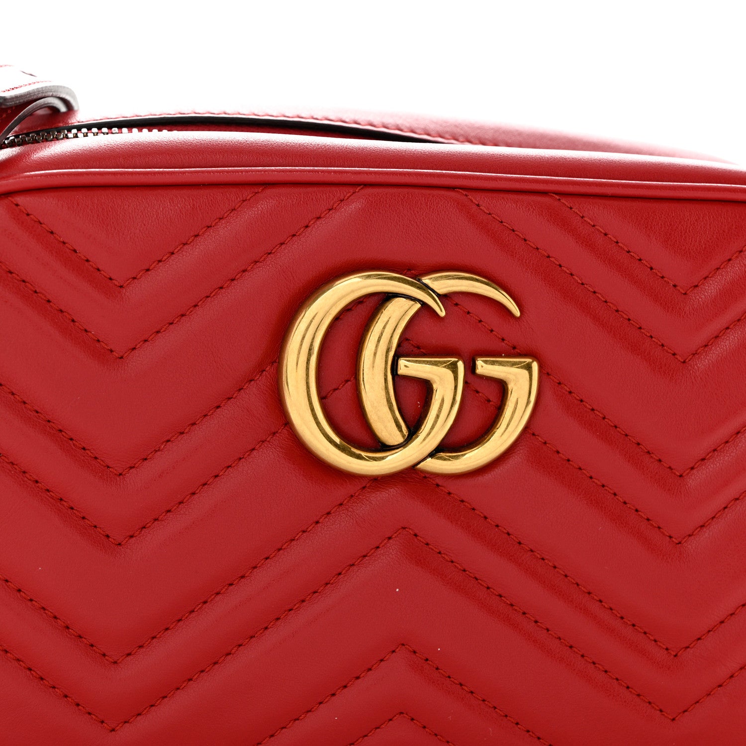 Gucci Calfskin Matelasse Small GG Marmont Chain Shoulder Bag Hibiscus Red 8 of 10