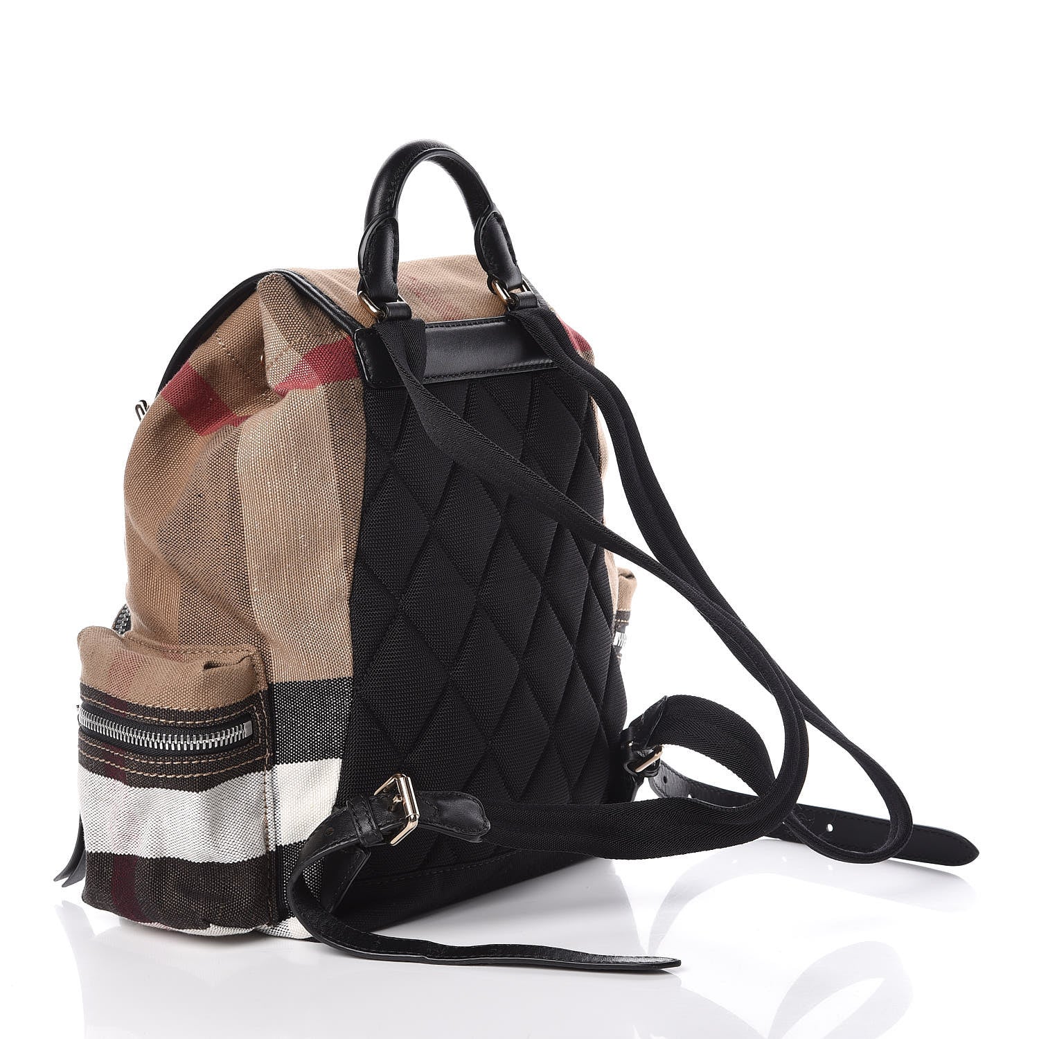Burberry Canvas Mega Check Medium Rucksack Backpack Black 3 of 8