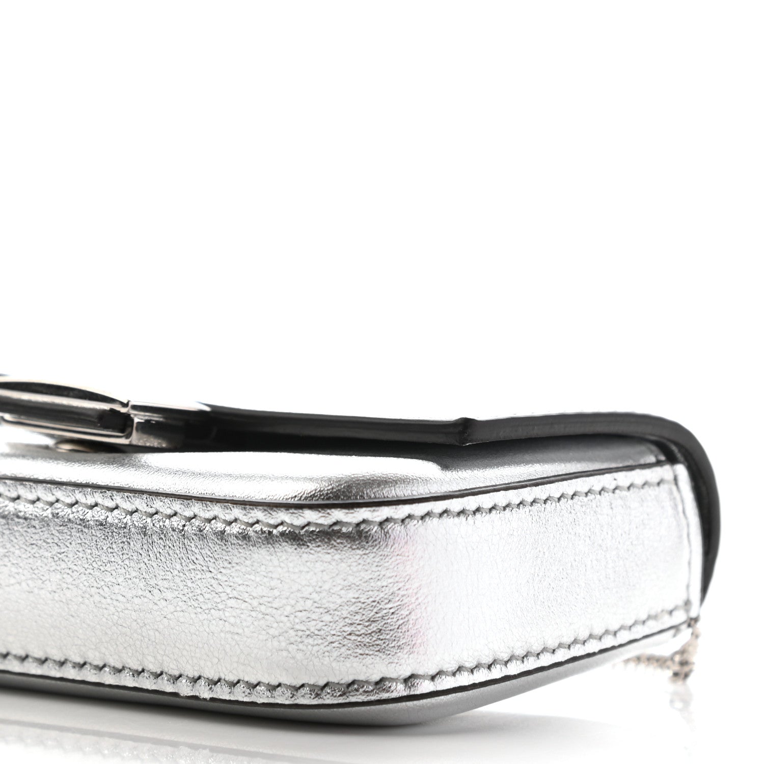 Fendi Vitello Catalan Mirror Nano Baguette Charm Argento 8 of 8