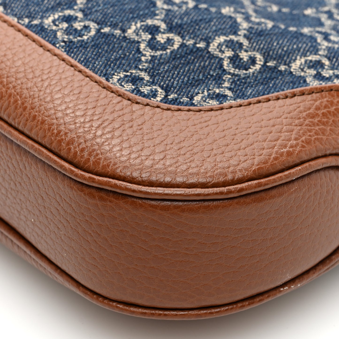 New Denim GG Monogram Calfskin Small Jackie 1961 Hobo Blue Tea Cuir