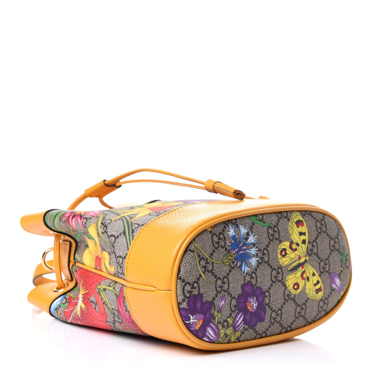Gucci GG Supreme Monogram Flora Small Ophidia Bucket Bag Beige Multicolor Crop 4 of 10