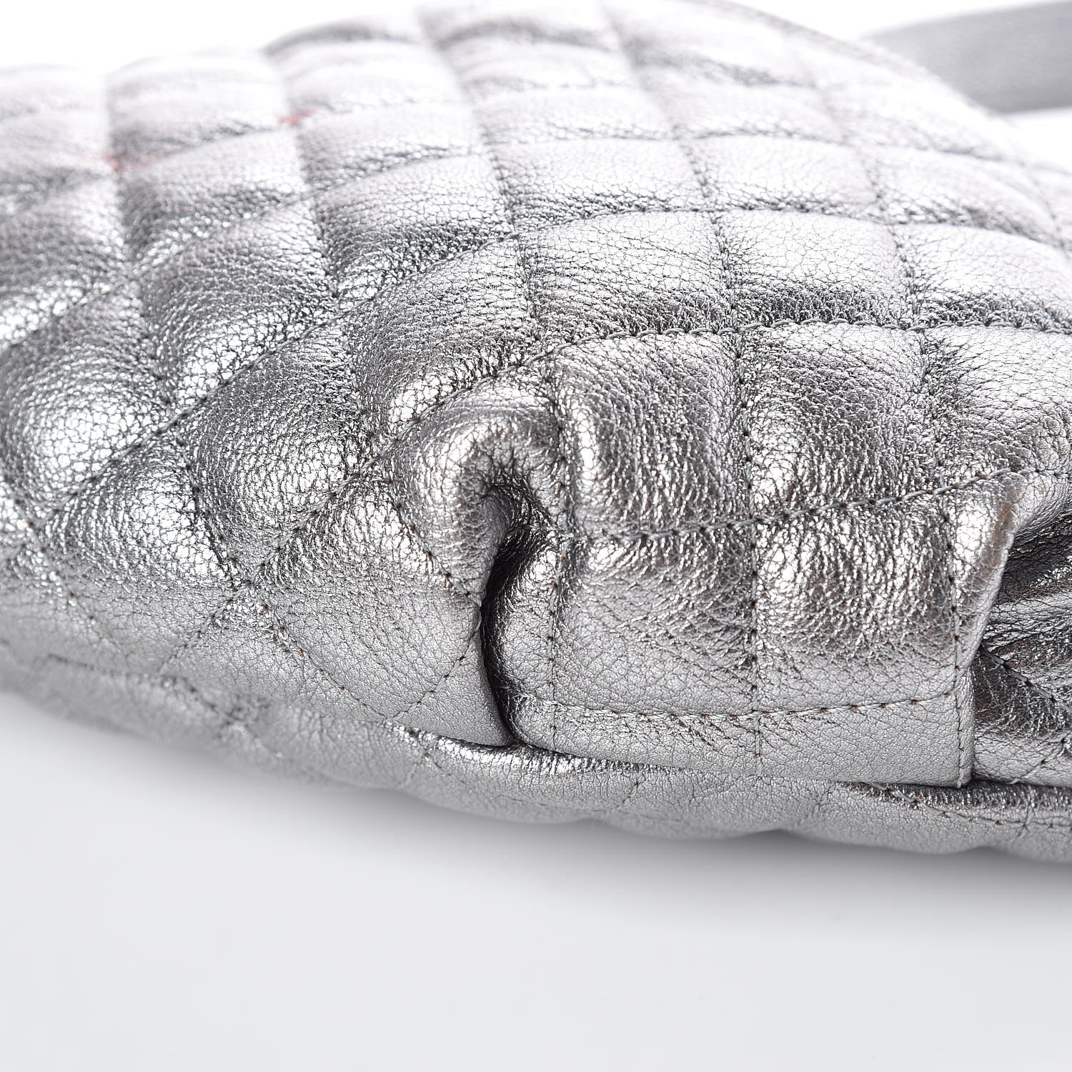 Chanel Metallic Goatskin Quilted Banane Waist Bag Fanny Pack Silver 7 of 12