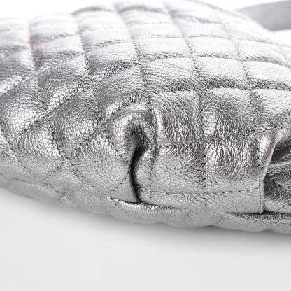 Chanel Metallic Goatskin Quilted Banane Waist Bag Fanny Pack Silver 7 of 12