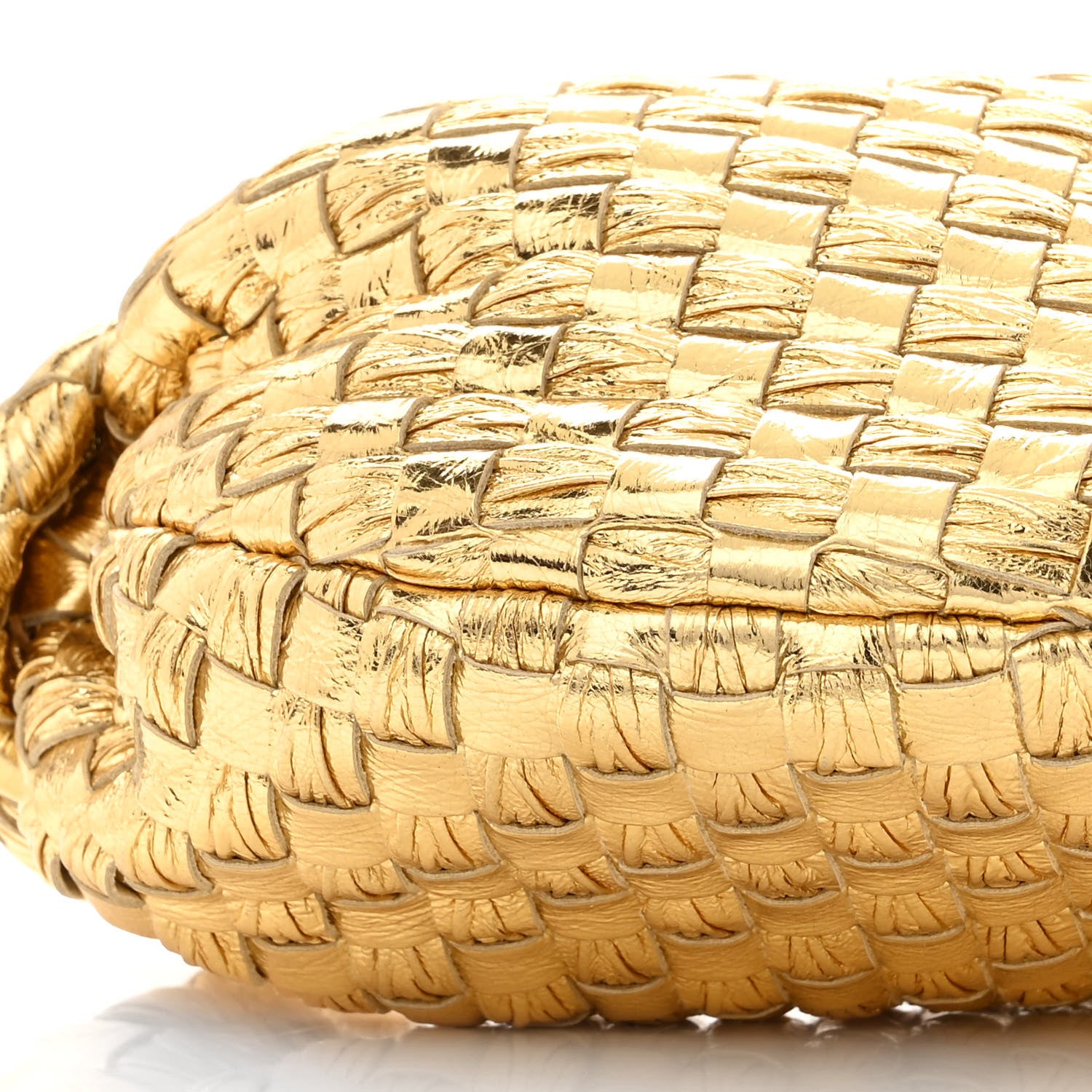 Bottega Veneta Laminated Calfskin Pressed Intreccio Mini Jodie Gold 8 of 10