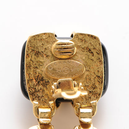 Chanel CC Clip On Drop Earrings Gold Black 4 of 4