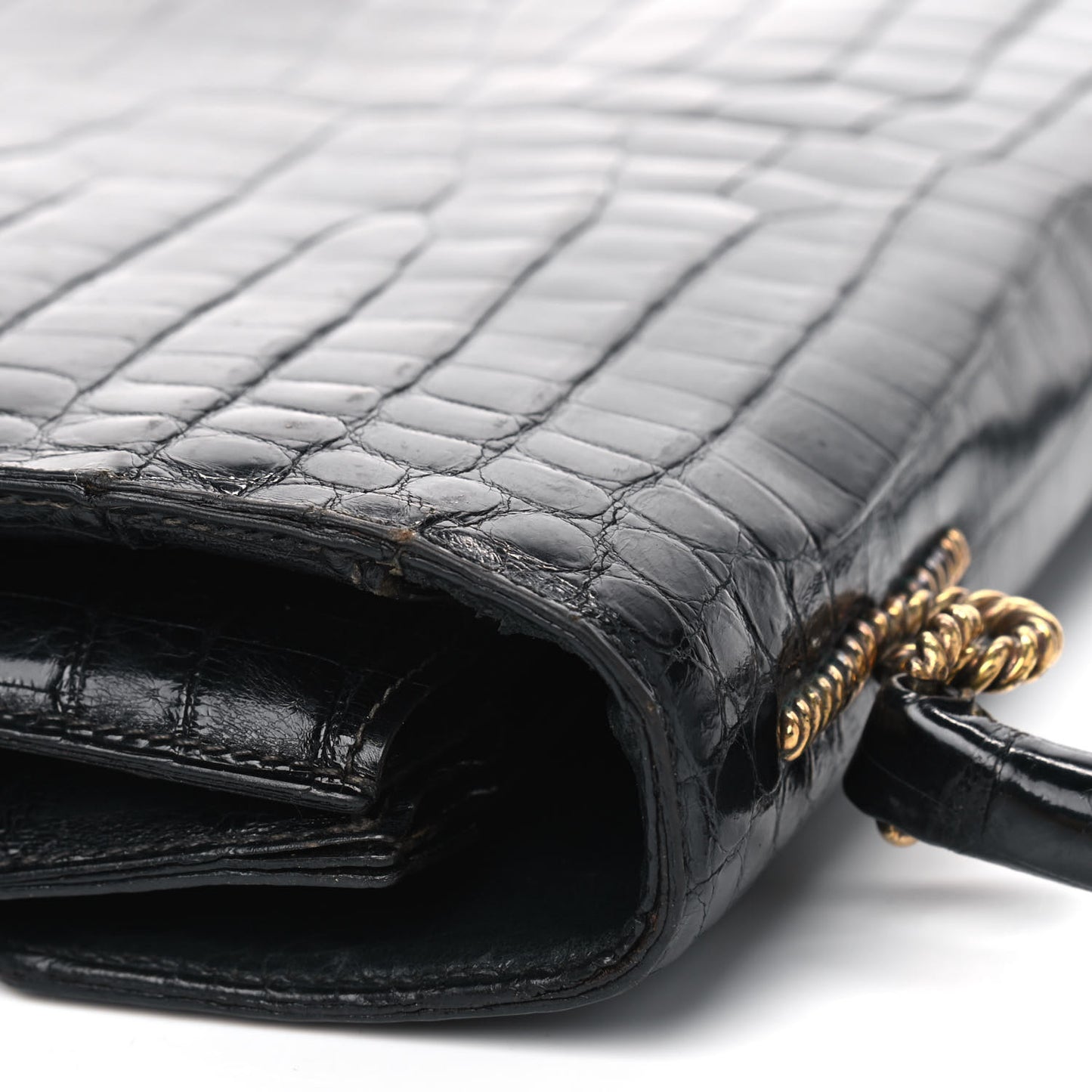 Shiny Crocodile Sac Cordeliere Black