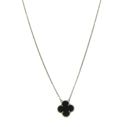 Van Cleef & Arpels 18K Yellow Gold Black Onyx Vintage Alhambra Pendant Necklace 1 of 7