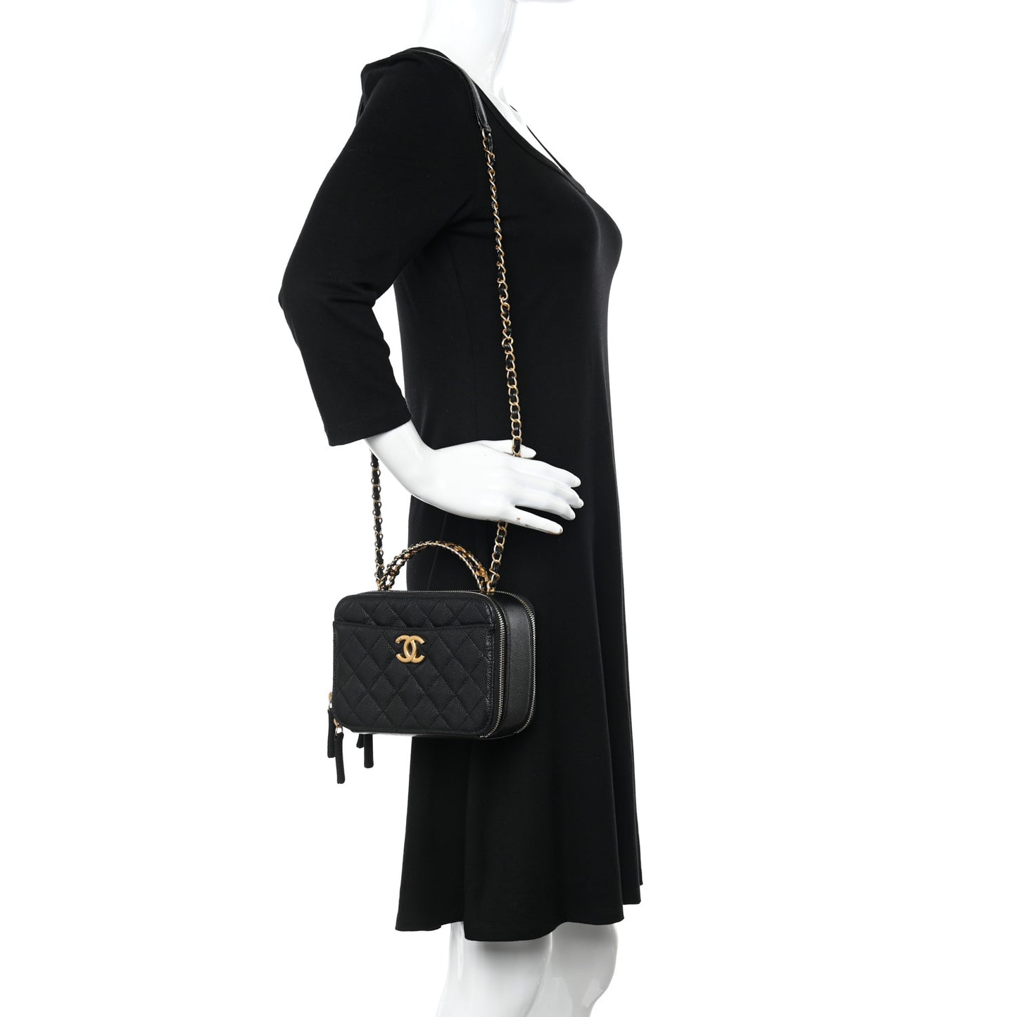 Caviar Quilted Small Pick Me Up Vanity Case Black