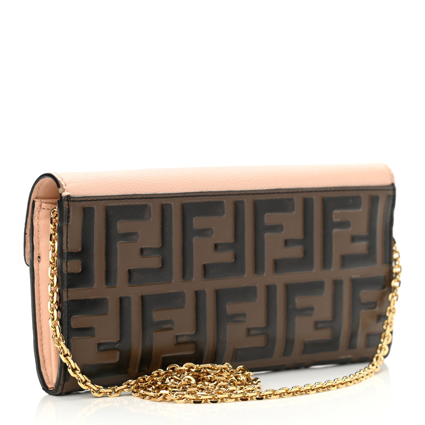 Vitello Cruise F is Fendi Bi-Color FF 1974 Embossed Continental Envelope Wallet On Chain Maya Black Light Rose