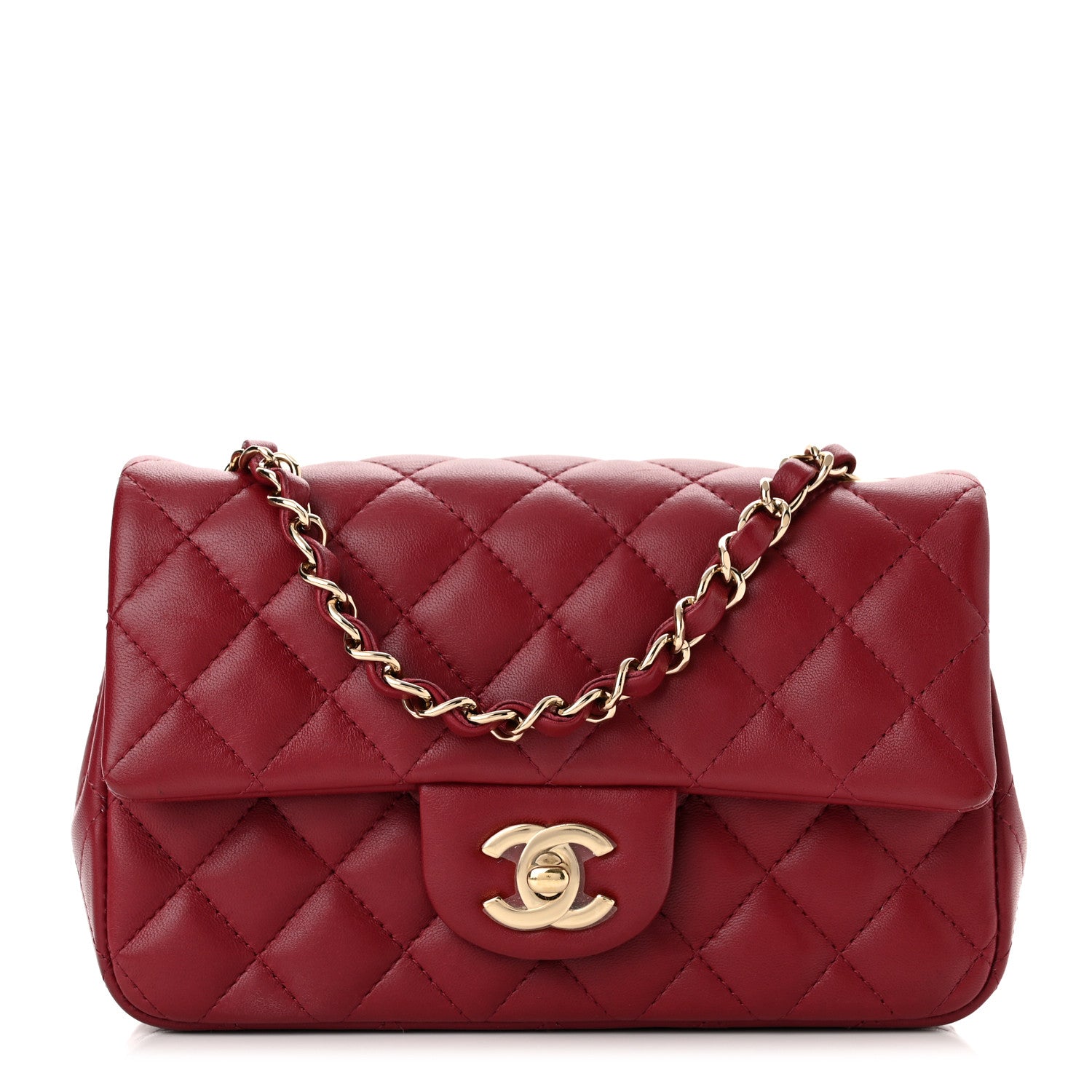 Chanel Lambskin Quilted Mini Rectangular Flap Burgundy 1 of 10