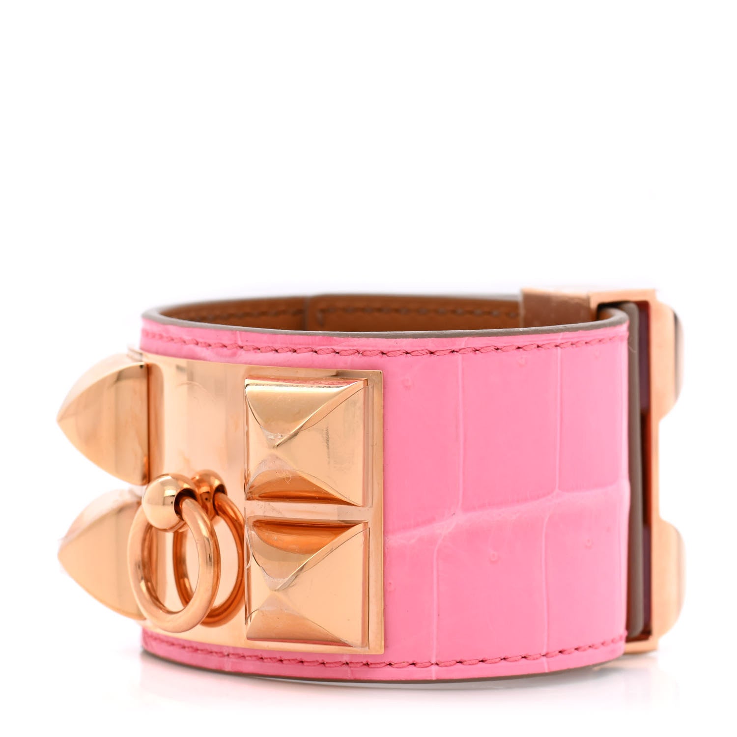 Hermes Matte Niloticus Crocodile Collier De Chien CDC Bracelet T2 Rose Bubblegum 1 of 9