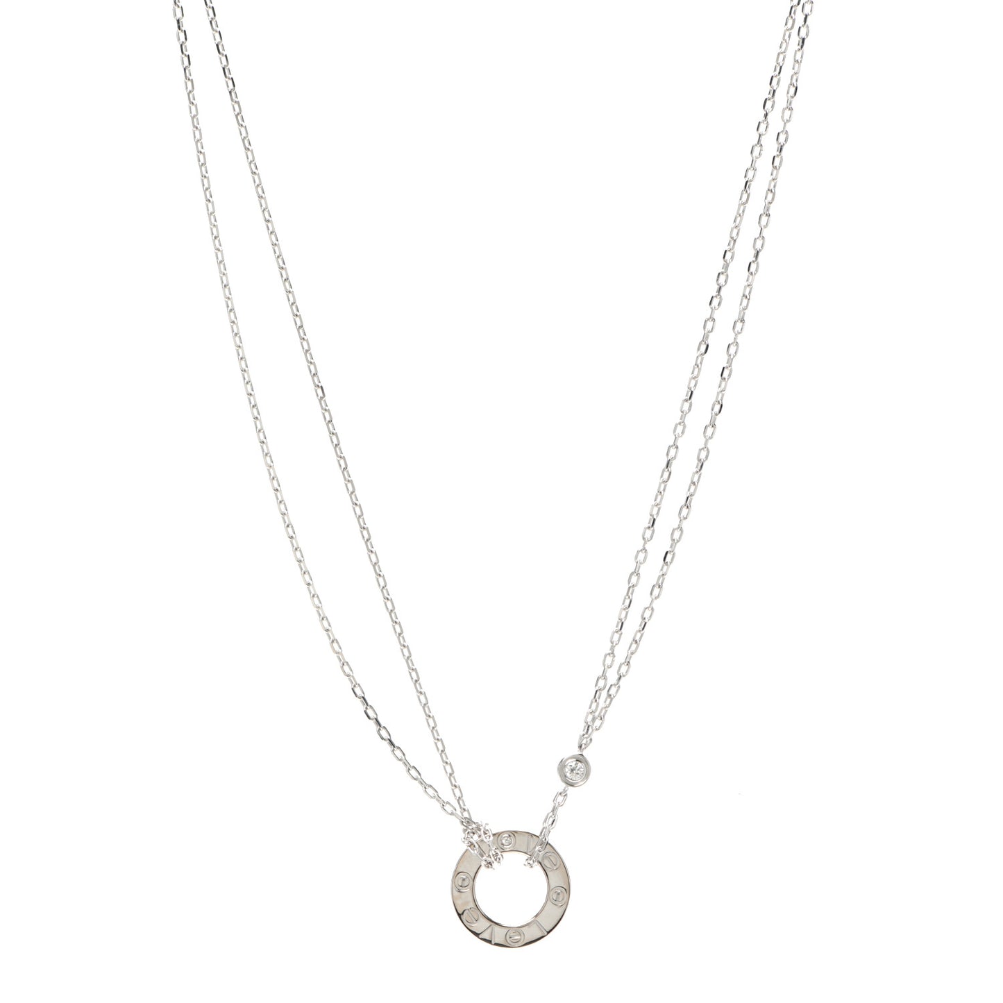 18K White Gold 2 Diamond LOVE Necklace