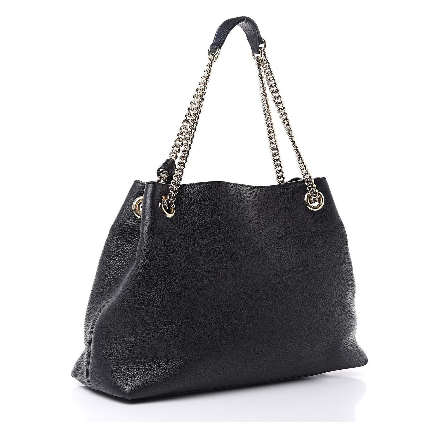 Pebbled Calfskin Medium Soho Chain Shoulder Bag Black