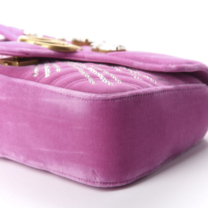 Gucci Velvet Matelasse Marquise Crystals Embroidered Small GG Marmont Shoulder Bag Malva 7 of 10