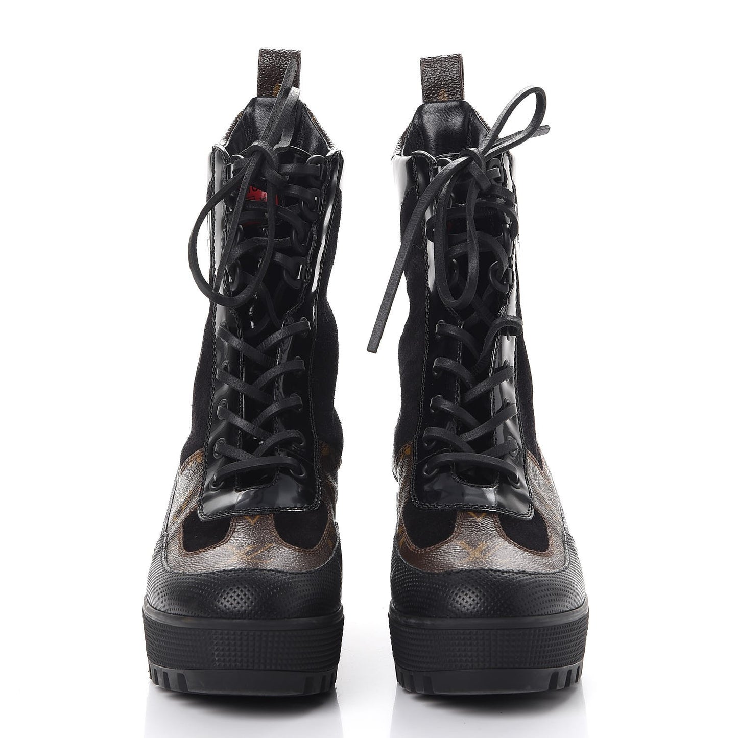 Suede Calfskin Monogram World Tour Platform Desert Boots 37.5 Black