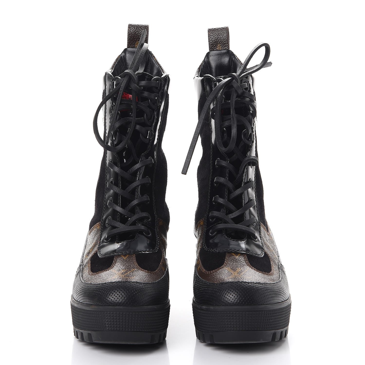Louis Vuitton Suede Calfskin Monogram World Tour Platform Desert Boots 37.5 Black 2 of 10