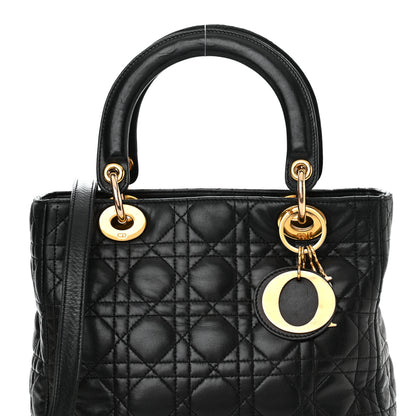 Christian Dior Lambskin Cannage Medium Lady Dior Black 8 of 15
