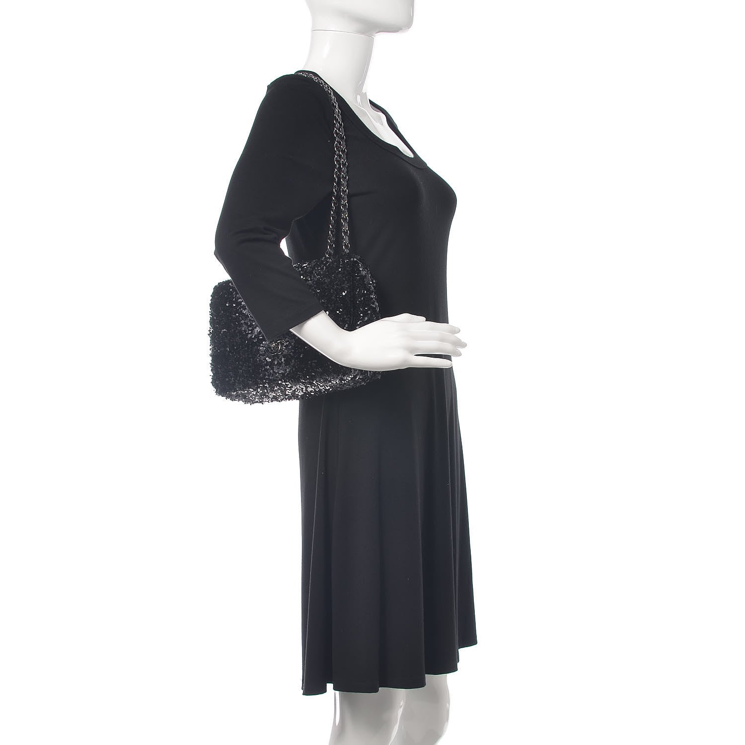 Chanel Sequin Medium Single Flap Silver Black 2 of 11