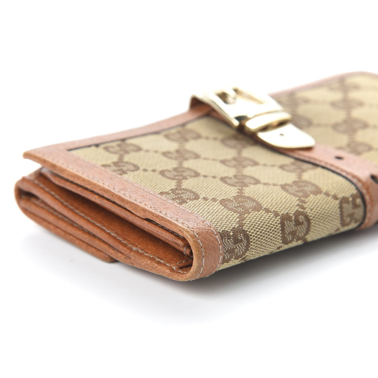 Gucci Monogram Buckle Continental Wallet Brown 6 of 10