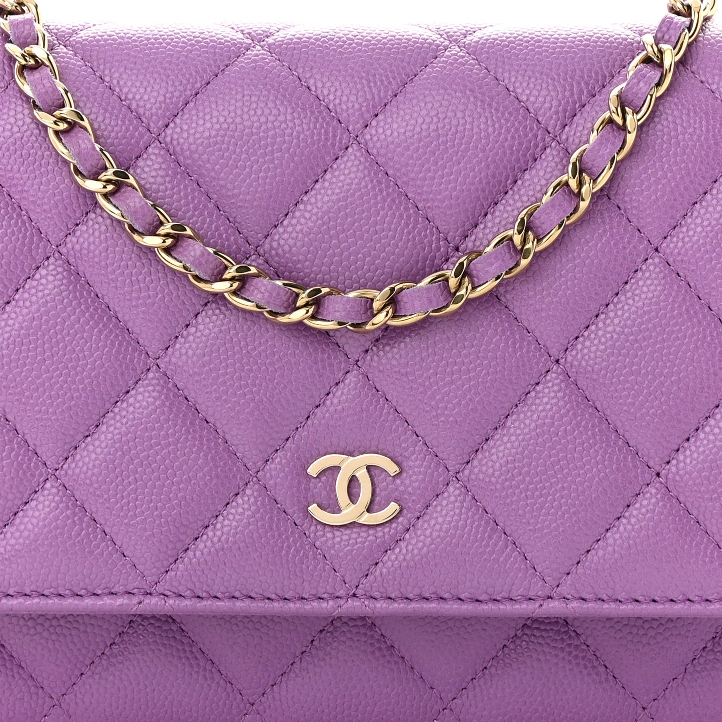 Caviar Quilted Wallet On Chain WOC Purple