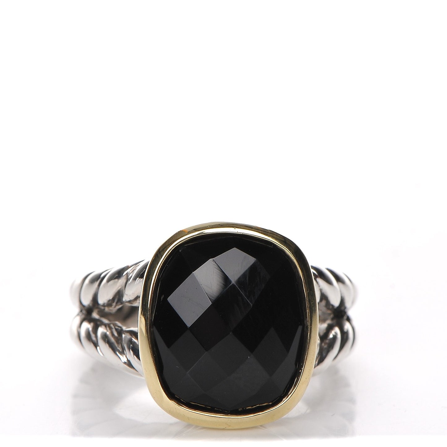 Sterling Silver 18K Yellow Gold Black Onyx Noblesse Ring 52 6.25