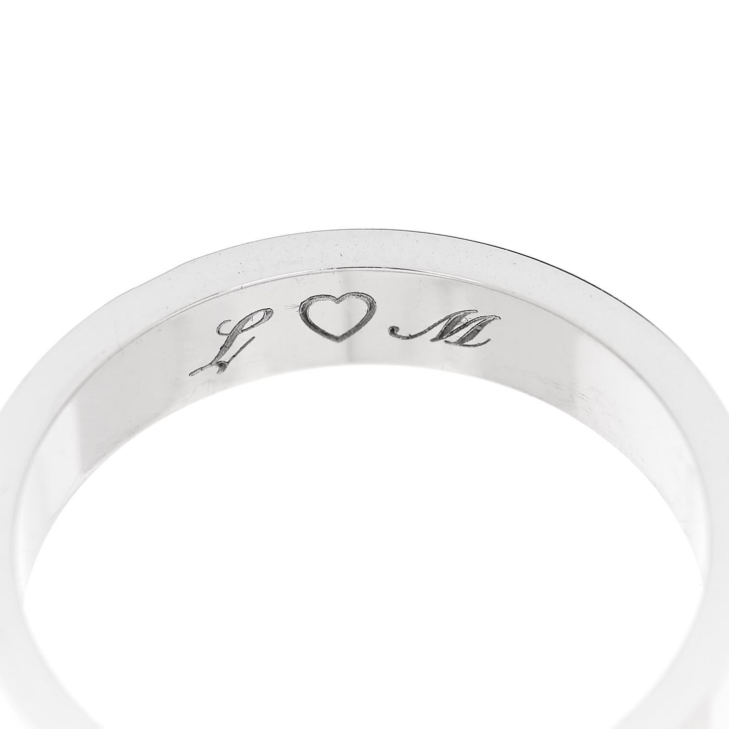 18K White Gold Diamond 4mm LOVE Wedding Band Ring 54 6.75