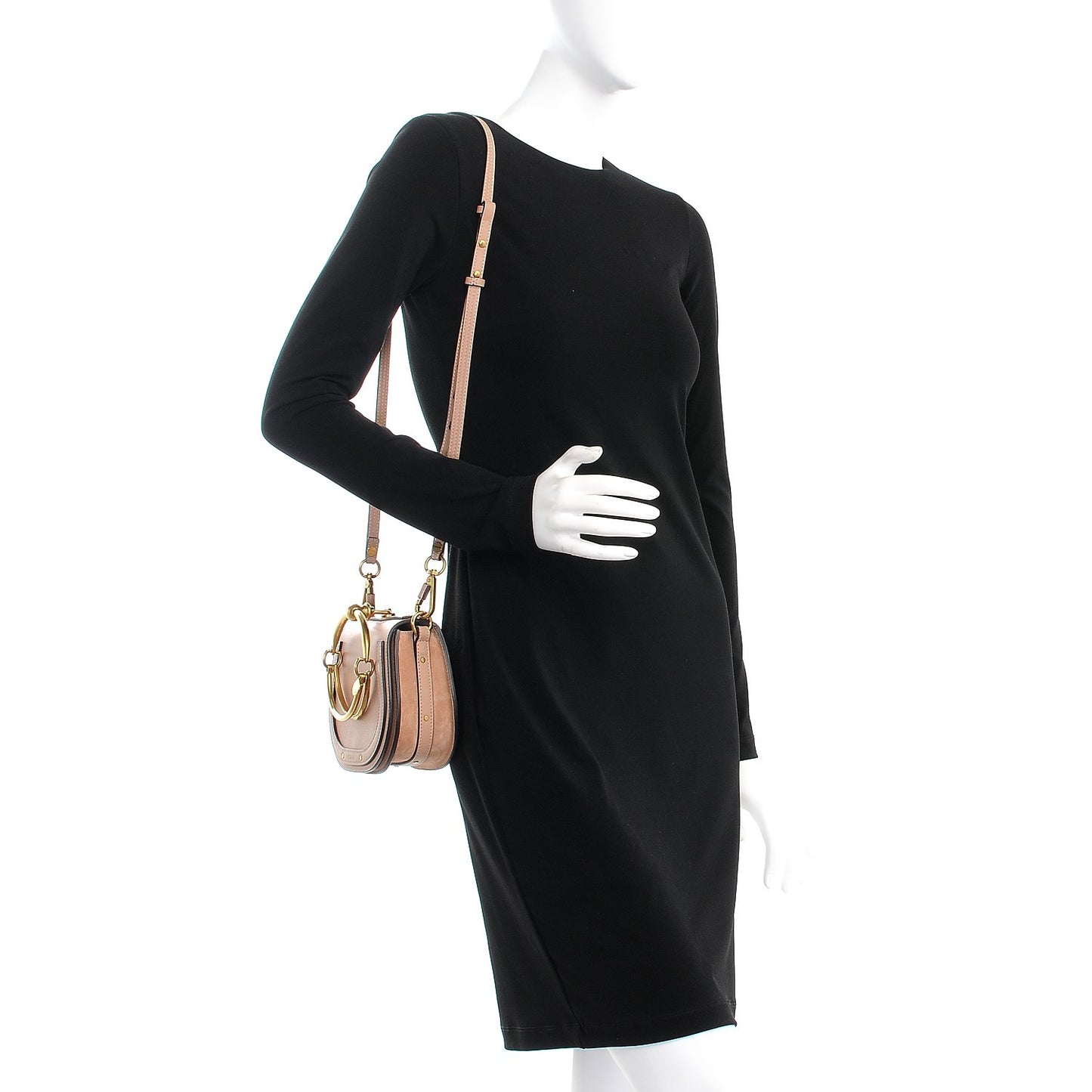 Calfskin Suede Small Nile Bracelet Bag Biscotti Beige