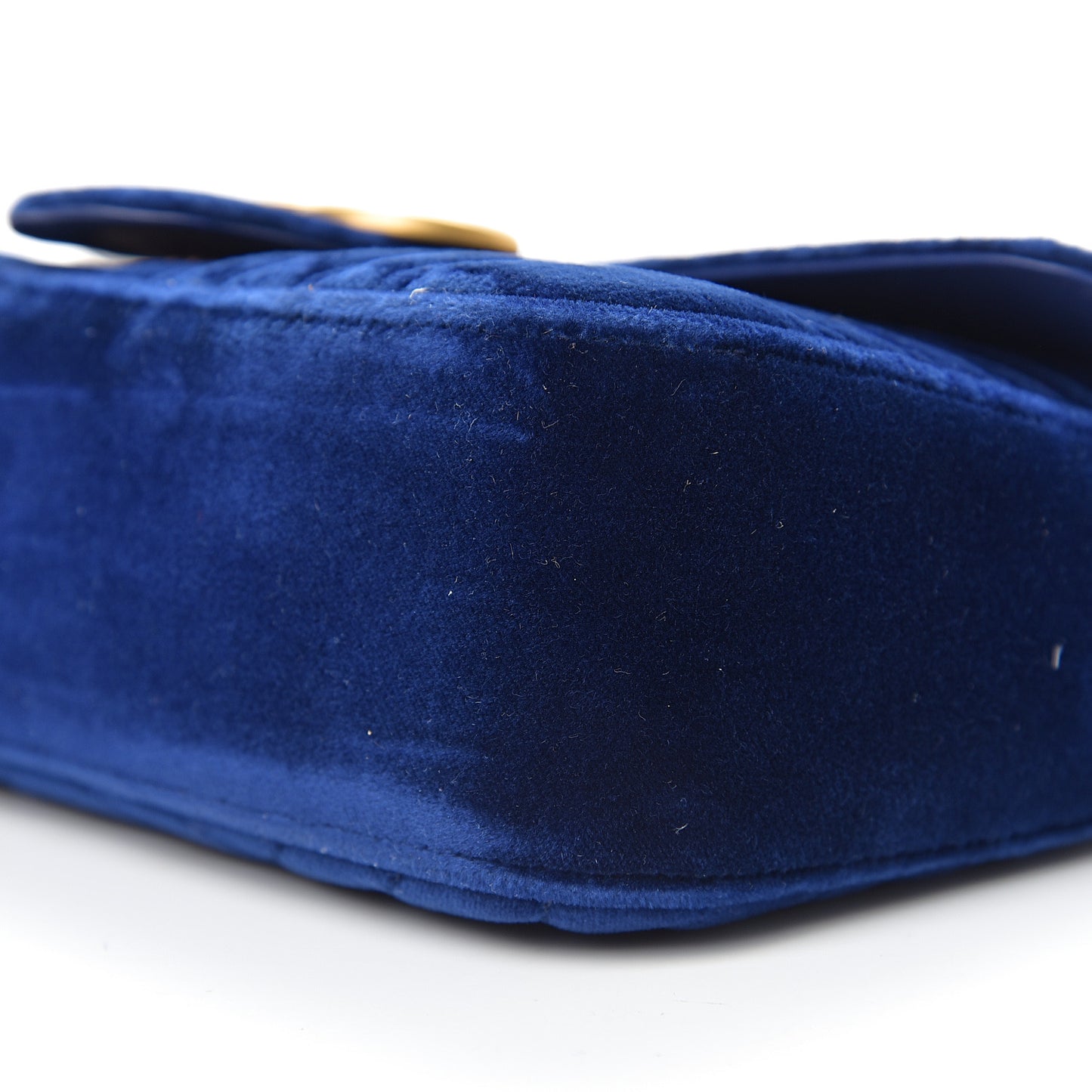 Velvet Matelasse Small GG Marmont Shoulder Bag Cobalt Blue