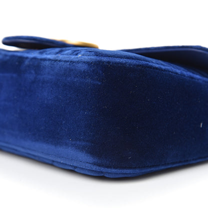 Gucci Velvet Matelasse Small GG Marmont Shoulder Bag Cobalt Blue 8 of 9