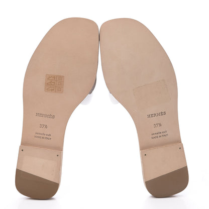Hermes Calfskin Omaha Sandals 37.5 White 6 of 10