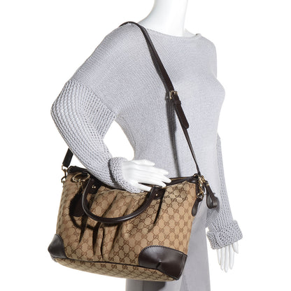 Gucci Monogram Large Sukey Top Handle Bag Beige Dark Brown 2 of 9