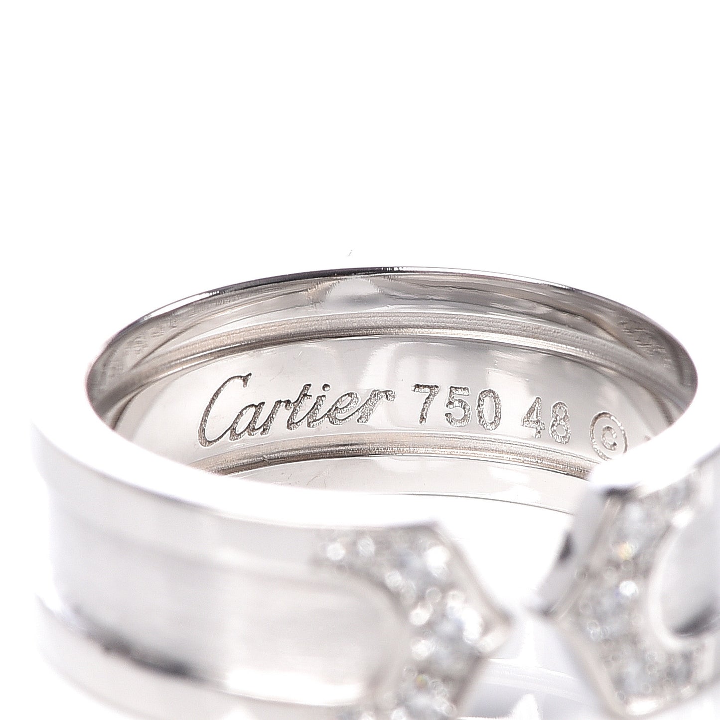 18K White Gold Diamond 6.5mm Logo De Ring 48 4.5
