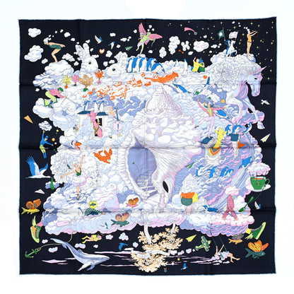 Hermes Silk Sur Mon Nuage Scarf 90 Bleu Black Mauve Multicolor 1 of 4