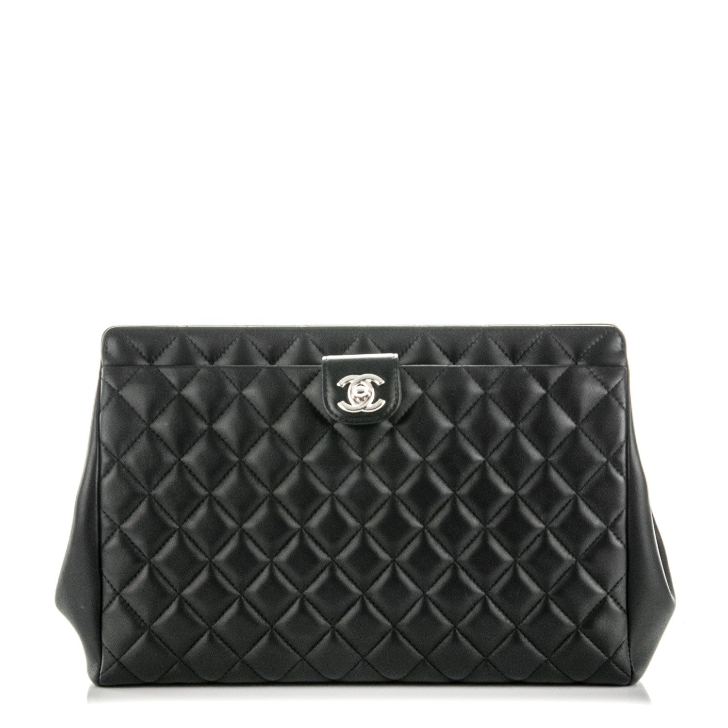Chanel Lambskin Quilted Framed Clutch Black 1 of 8