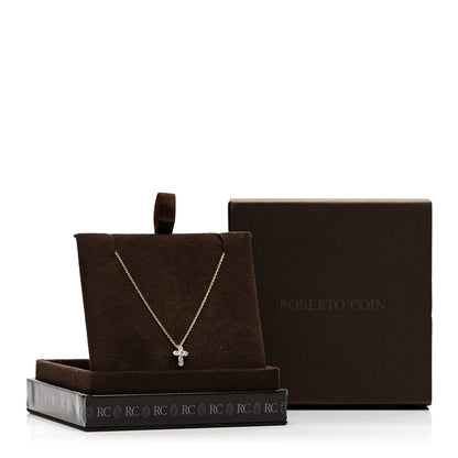 Roberto Coin ROBERTO COIN 18K Yellow Gold Diamond Tiny Treasures Mini Cross Pendant Necklace 5 of 5