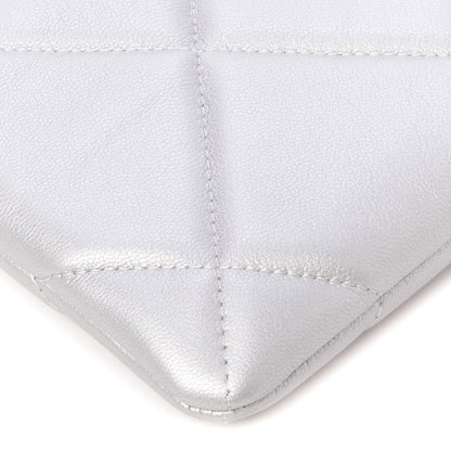 Chanel Shiny Goatskin Quilted Small Chanel 19 Pouch Silver 5 of 9