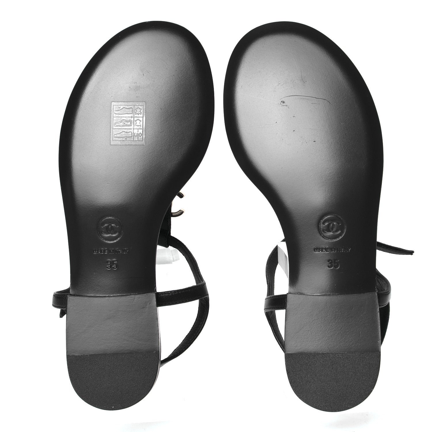 Chanel Lambskin Crystal CC Thong Sandals 35 Navy 5 of 5