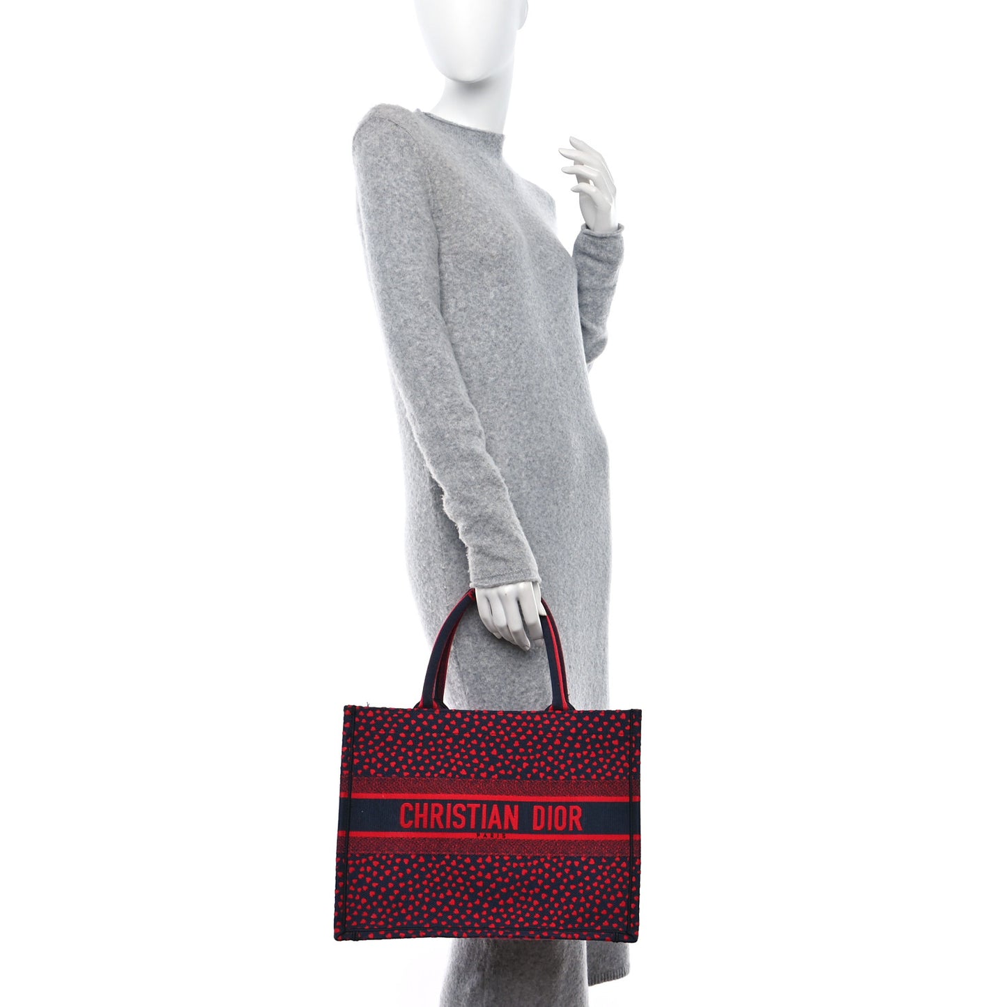 Canvas Embroidered Pop Heart I Love Paris Medium Book Tote Red Multicolor