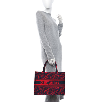 Christian Dior Canvas Embroidered Pop Heart I Love Paris Medium Book Tote Red Multicolor 2 of 12
