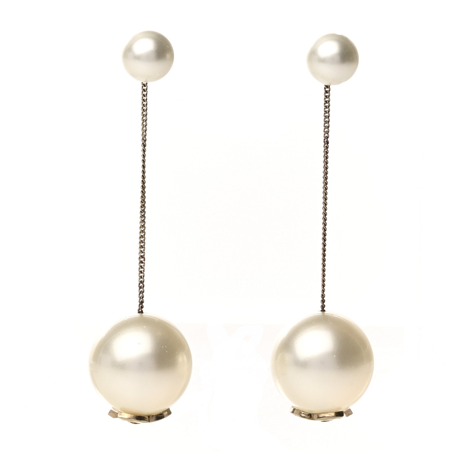 Chanel Pearl CC Chain Drop Earrings Gold 1 of 4