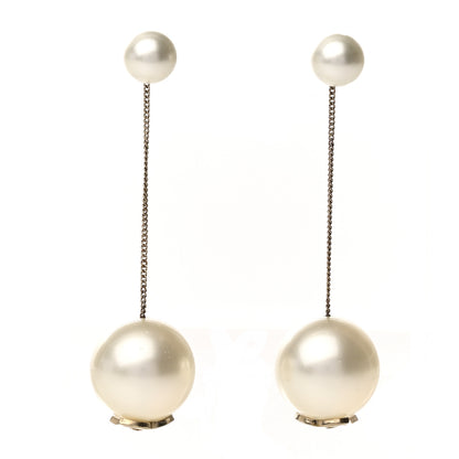 Chanel Pearl CC Chain Drop Earrings Gold 1 of 4