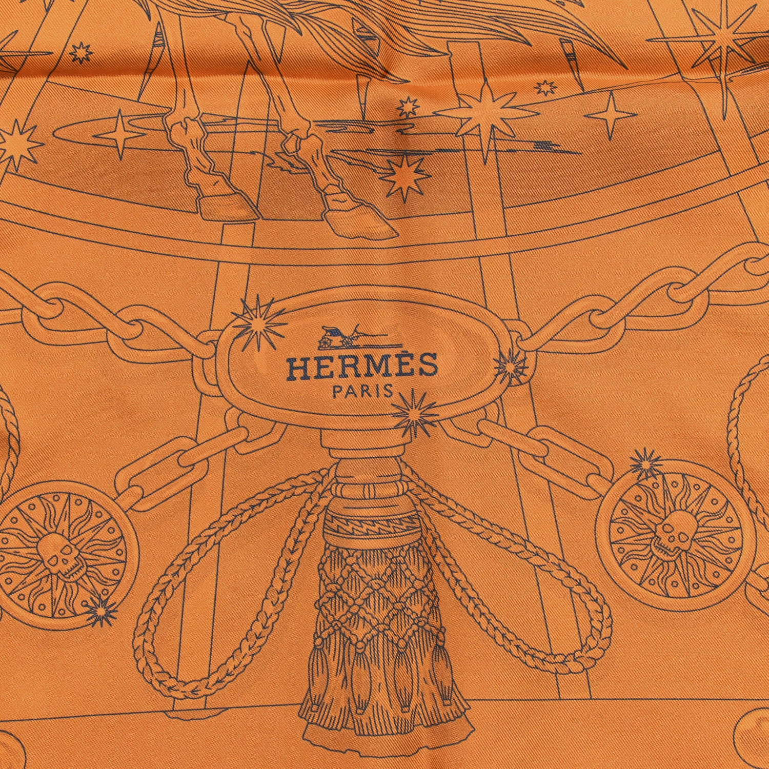 Hermes Silk C'est La Fete Double Face Scarf 90 Ciel Gris Orange 4 of 8