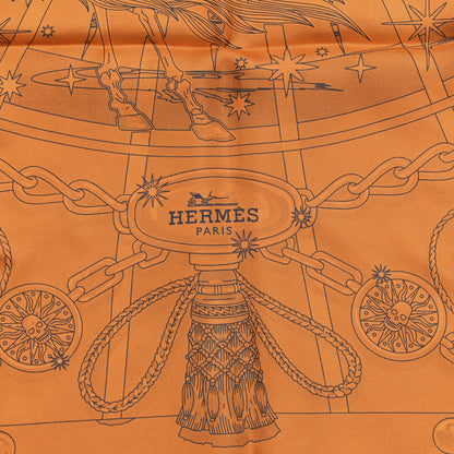 Hermes Silk C'est La Fete Double Face Scarf 90 Ciel Gris Orange 4 of 8